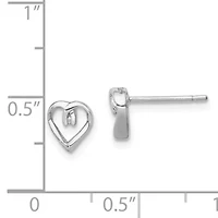 0.01 ct. t.w. Diamond Heart Post Earrings in Rhodium-plated Sterling Silver