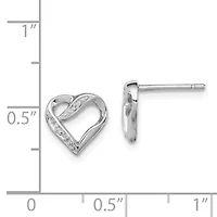 0.012 ct. t.w. Diamond Heart Post Earrings in Rhodium-plated Sterling Silver
