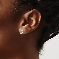 0.024 ct. t.w. Diamond Heart Post Earrings in Rhodium-plated Sterling Silver