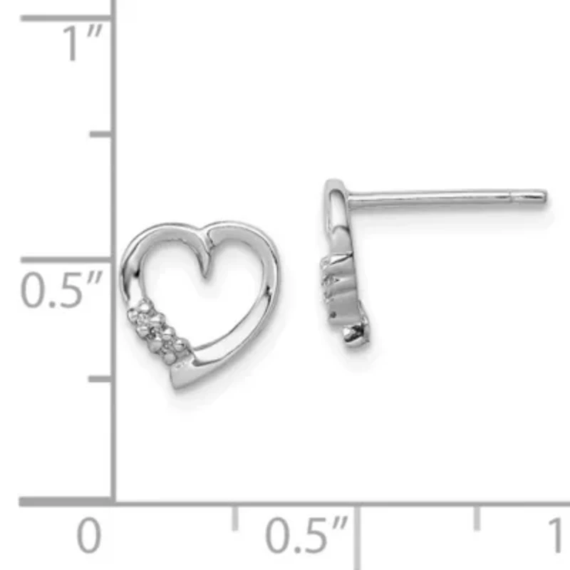 0.024 ct. t.w. Diamond Heart Post Earrings in Rhodium-plated Sterling Silver