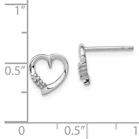 0.024 ct. t.w. Diamond Heart Post Earrings in Rhodium-plated Sterling Silver
