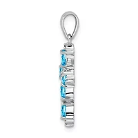 7/8 ct. t.w. Pear Swiss Blue Topaz and 0.02 ct. t.w. Diamond Cross Pendant in Rhodium-plated Sterling Silver