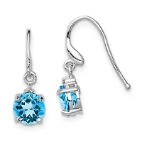 2 ct. t.w. Blue Topaz and Diamond Accent Wire Earrings in Rhodium-plated Sterling Silver