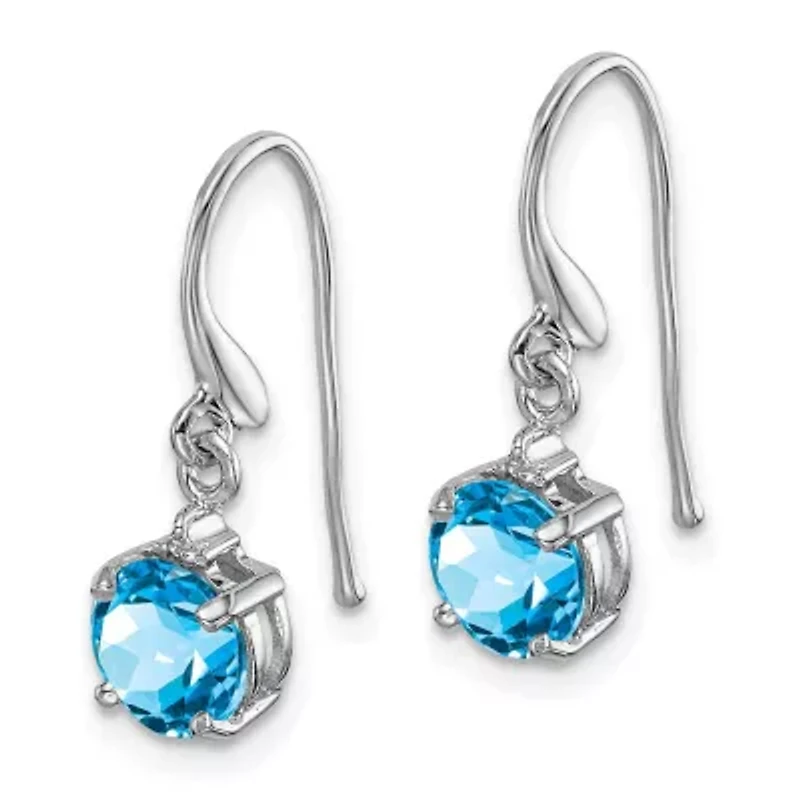 2 ct. t.w. Blue Topaz and Diamond Accent Wire Earrings in Rhodium-plated Sterling Silver