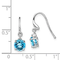 2 ct. t.w. Blue Topaz and Diamond Accent Wire Earrings in Rhodium-plated Sterling Silver