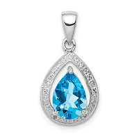2.4 ct. t.w. Light Swiss Blue Topaz and 0.02 ct. t.w. Diamond Pendant in Rhodium-plated Sterling Silver