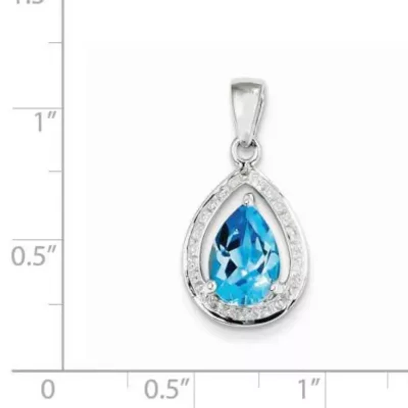 2.4 ct. t.w. Light Swiss Blue Topaz and 0.02 ct. t.w. Diamond Pendant in Rhodium-plated Sterling Silver