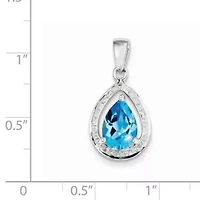 2.4 ct. t.w. Light Swiss Blue Topaz and 0.02 ct. t.w. Diamond Pendant in Rhodium-plated Sterling Silver