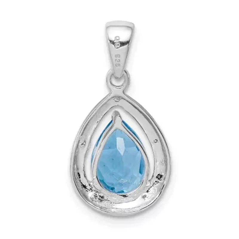 2.4 ct. t.w. Light Swiss Blue Topaz and 0.02 ct. t.w. Diamond Pendant in Rhodium-plated Sterling Silver