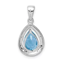 2.4 ct. t.w. Light Swiss Blue Topaz and 0.02 ct. t.w. Diamond Pendant in Rhodium-plated Sterling Silver