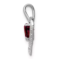 5/8 ct. t.w. Garnet Heart and 0.03 ct. t.w. Diamond Heart Pendant in Rhodium-plated Sterling Silver