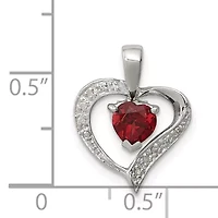 5/8 ct. t.w. Garnet Heart and 0.03 ct. t.w. Diamond Heart Pendant in Rhodium-plated Sterling Silver