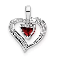 5/8 ct. t.w. Garnet Heart and 0.03 ct. t.w. Diamond Heart Pendant in Rhodium-plated Sterling Silver