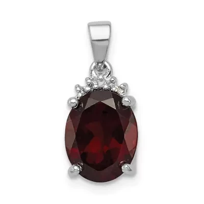 2.8 ct. t.w. Garnet and 0.02 ct. t.w. Diamond Pendant in Rhodium-plated Sterling Silver