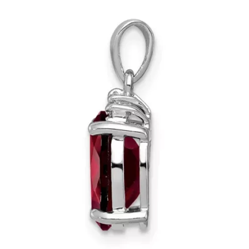 2.8 ct. t.w. Garnet and 0.02 ct. t.w. Diamond Pendant in Rhodium-plated Sterling Silver