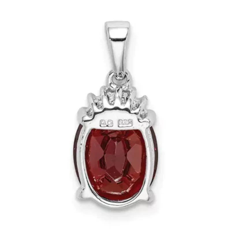 2.8 ct. t.w. Garnet and 0.02 ct. t.w. Diamond Pendant in Rhodium-plated Sterling Silver