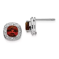 2.5 ct. t.w. Garnet and Diamond Accent Post Earrings in Rhodium-plated Sterling Silver