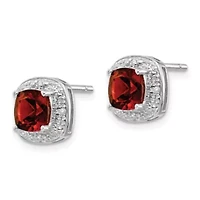 2.5 ct. t.w. Garnet and Diamond Accent Post Earrings in Rhodium-plated Sterling Silver