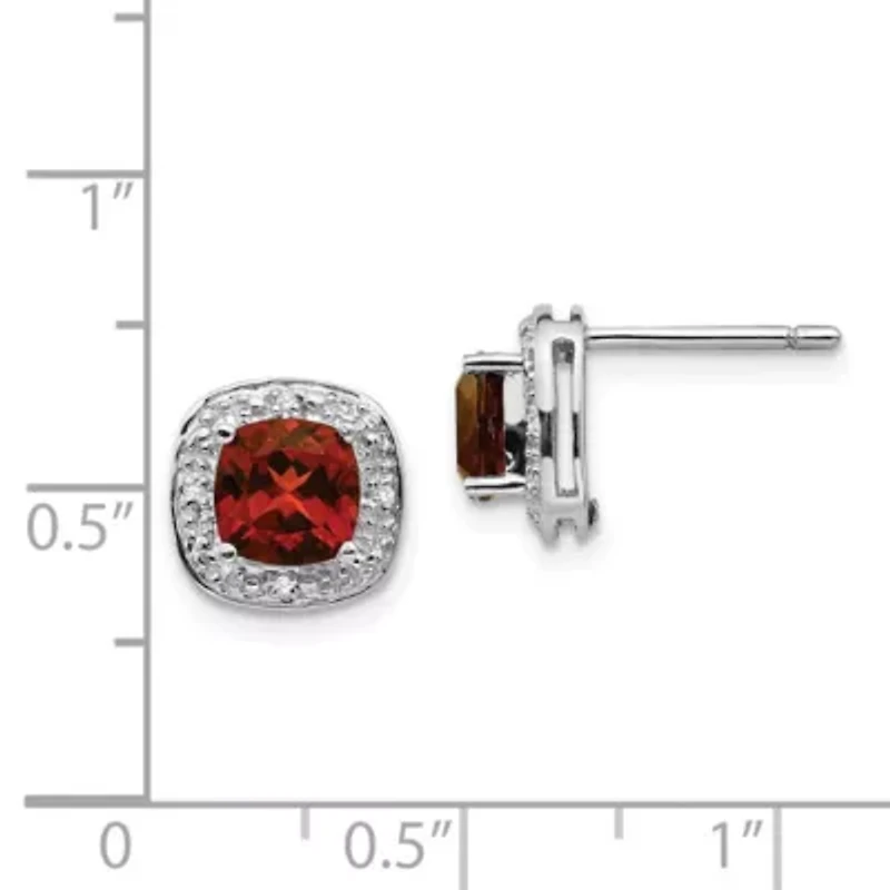 2.5 ct. t.w. Garnet and Diamond Accent Post Earrings in Rhodium-plated Sterling Silver