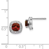 2.5 ct. t.w. Garnet and Diamond Accent Post Earrings in Rhodium-plated Sterling Silver