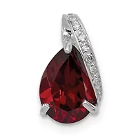 1.8 ct. t.w. Garnet and 0.03 ct. t.w. Diamond Pendant in Rhodium-plated Sterling Silver