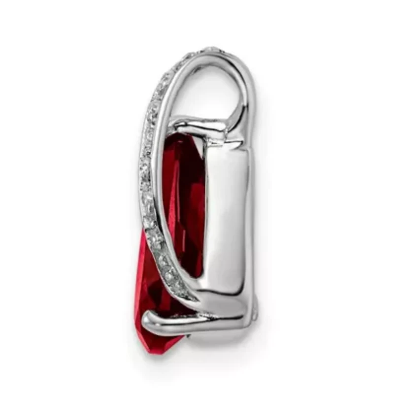 1.8 ct. t.w. Garnet and 0.03 ct. t.w. Diamond Pendant in Rhodium-plated Sterling Silver