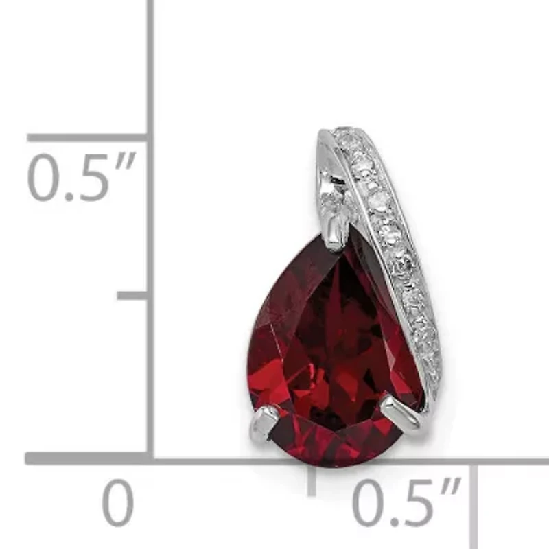 1.8 ct. t.w. Garnet and 0.03 ct. t.w. Diamond Pendant in Rhodium-plated Sterling Silver