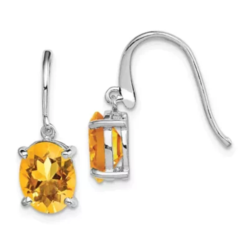 2.9 ct. t.w. Citrine Wire Earrings in Rhodium-plated Sterling Silver