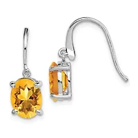 2.9 ct. t.w. Citrine Wire Earrings in Rhodium-plated Sterling Silver