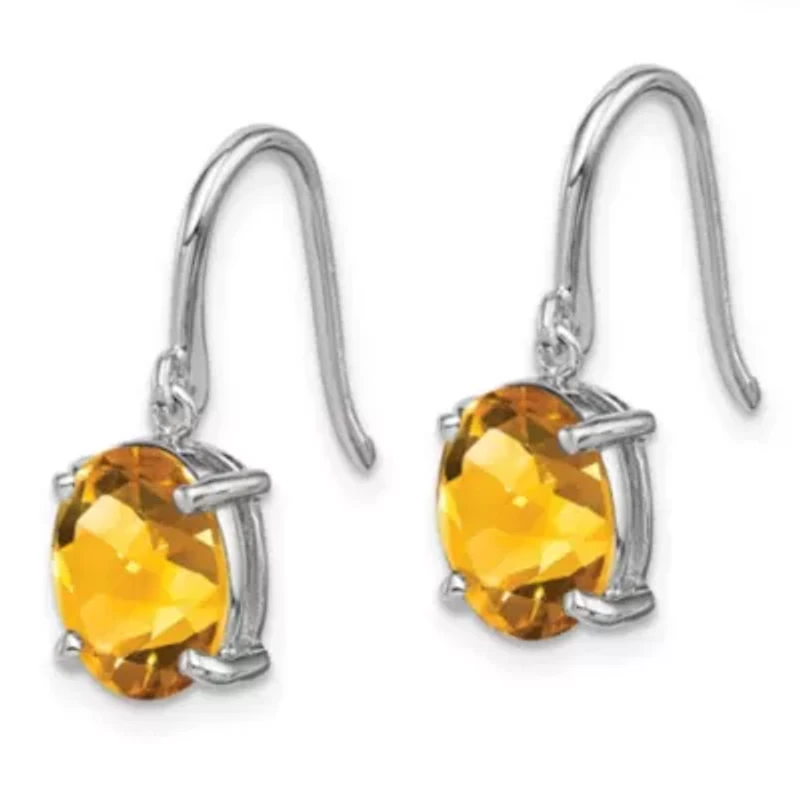 2.9 ct. t.w. Citrine Wire Earrings in Rhodium-plated Sterling Silver