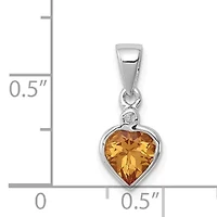 3/4 ct. t.w. Citrine and 0.011 ct. t.w. Diamond Pendant in Rhodium-plated Sterling Silver