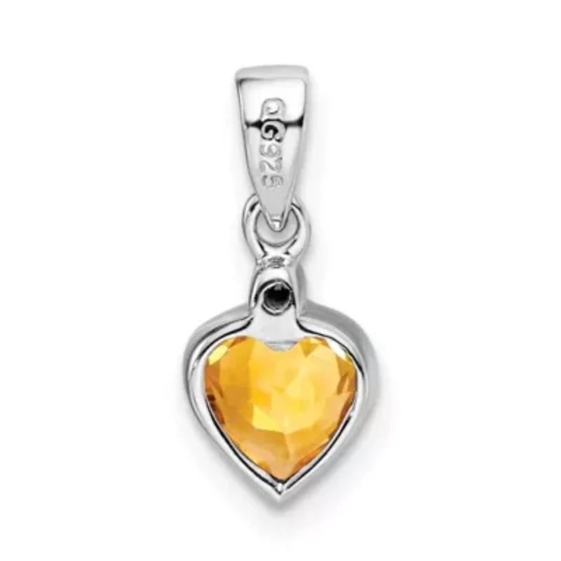 3/4 ct. t.w. Citrine and 0.011 ct. t.w. Diamond Pendant in Rhodium-plated Sterling Silver