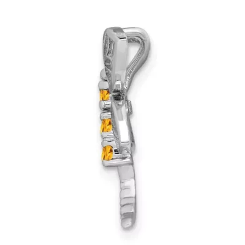 1/5 ct. t.w. Citrine Dragonfly Chain Slide Pendant in Rhodium-plated Sterling Silver