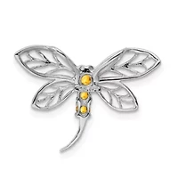 1/5 ct. t.w. Citrine Dragonfly Chain Slide Pendant in Rhodium-plated Sterling Silver