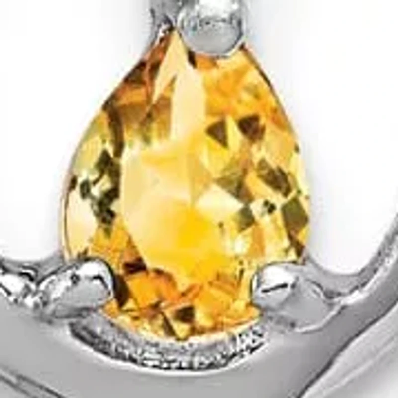 1/4 ct. t.w. Citrine and Diamond Accent Post Earrings in Rhodium-plated Sterling Silver