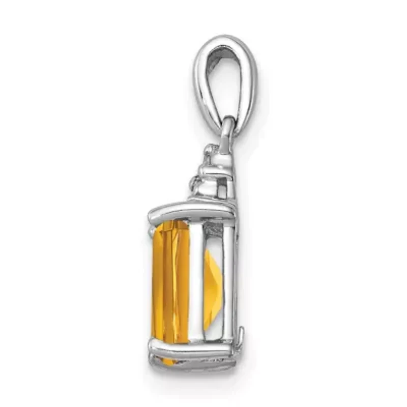 1 ct. t.w. Citrine and 0.003 ct. t.w. Diamond Pendant in Rhodium-plated Sterling Silver