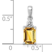 1 ct. t.w. Citrine and 0.003 ct. t.w. Diamond Pendant in Rhodium-plated Sterling Silver