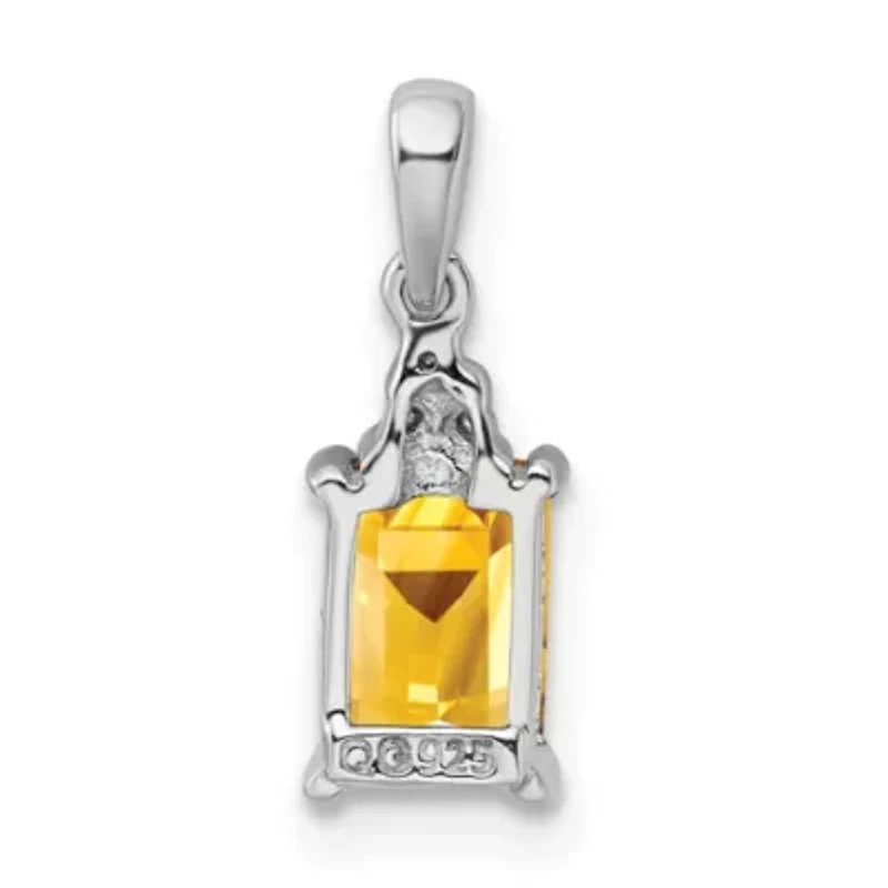 1 ct. t.w. Citrine and 0.003 ct. t.w. Diamond Pendant in Rhodium-plated Sterling Silver