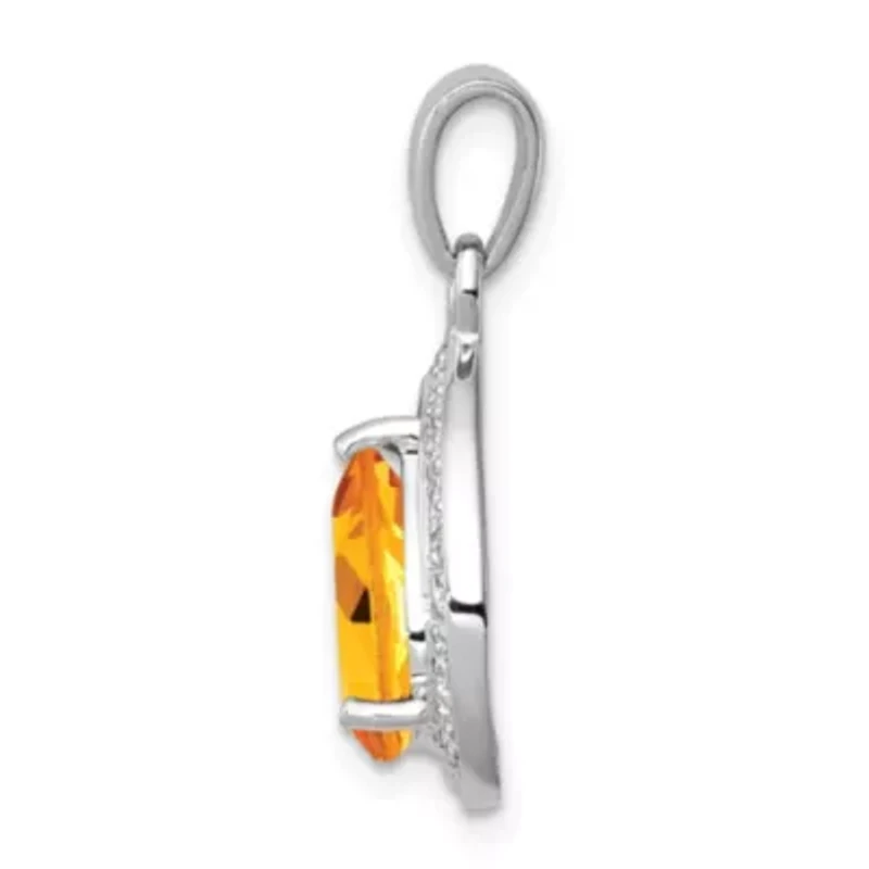 1.7 ct. t.w. Citrine and 0.02 ct. t.w. Diamond Pendant in Rhodium-plated Sterling Silver