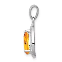 1.7 ct. t.w. Citrine and 0.02 ct. t.w. Diamond Pendant in Rhodium-plated Sterling Silver