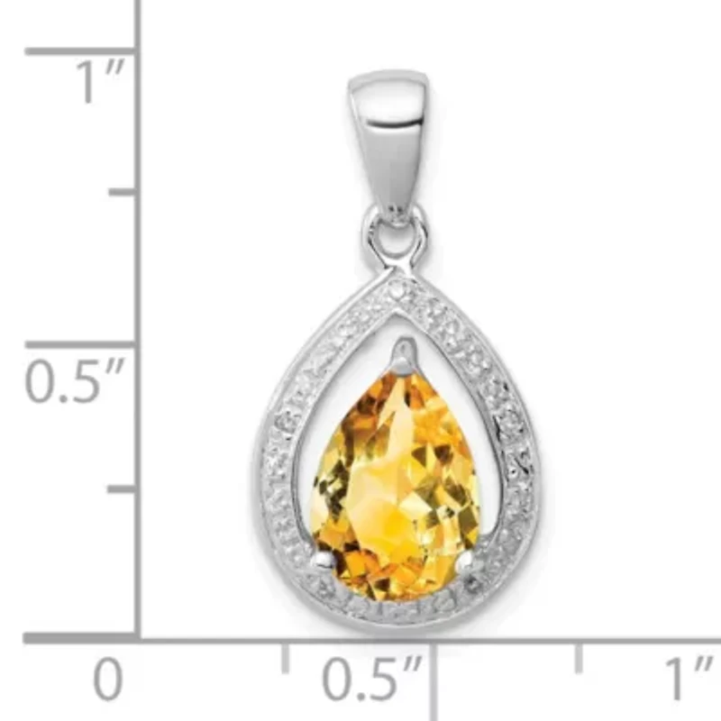 1.7 ct. t.w. Citrine and 0.02 ct. t.w. Diamond Pendant in Rhodium-plated Sterling Silver
