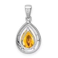 1.7 ct. t.w. Citrine and 0.02 ct. t.w. Diamond Pendant in Rhodium-plated Sterling Silver