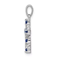 1/2 ct. t.w. Sapphire and 0.004 ct. t.w. Diamond Accent Cross Pendant in Rhodium-plated Sterling Silver