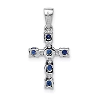 1/2 ct. t.w. Sapphire and 0.004 ct. t.w. Diamond Accent Cross Pendant in Rhodium-plated Sterling Silver