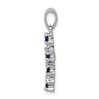 3/8 ct. t.w. Amethyst and Diamond 0.004 ct. t.w. Accent Cross Pendant in Rhodium-plated Sterling Silver
