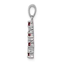 1/2 ct. t.w. Garnet and 0.004 ct. t.w. Diamond Cross Pendant in Rhodium-plated Sterling Silver