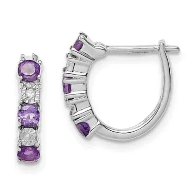 3/8 ct. t.w. Amethyst and Diamond Accent Earrings in Rhodium-plated Sterling Silver