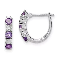 3/8 ct. t.w. Amethyst and Diamond Accent Earrings in Rhodium-plated Sterling Silver