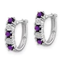 3/8 ct. t.w. Amethyst and Diamond Accent Earrings in Rhodium-plated Sterling Silver