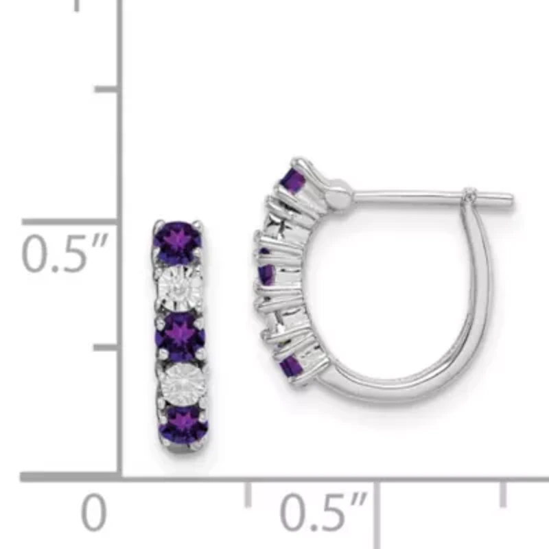 3/8 ct. t.w. Amethyst and Diamond Accent Earrings in Rhodium-plated Sterling Silver